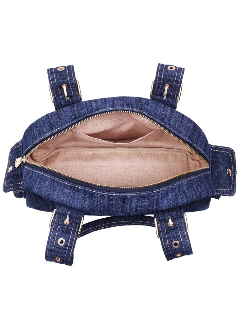 True Religion Dark Blue Denim Patchwork Shoulder Bag